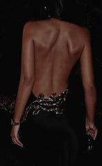 Sexy Black Halter V-neck Backless Mermaid Prom Dress, Evening Gown, PD3659
