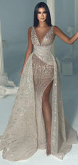 Elegant V-neck Split Side Mermaid Long Prom Dress,PD37874
