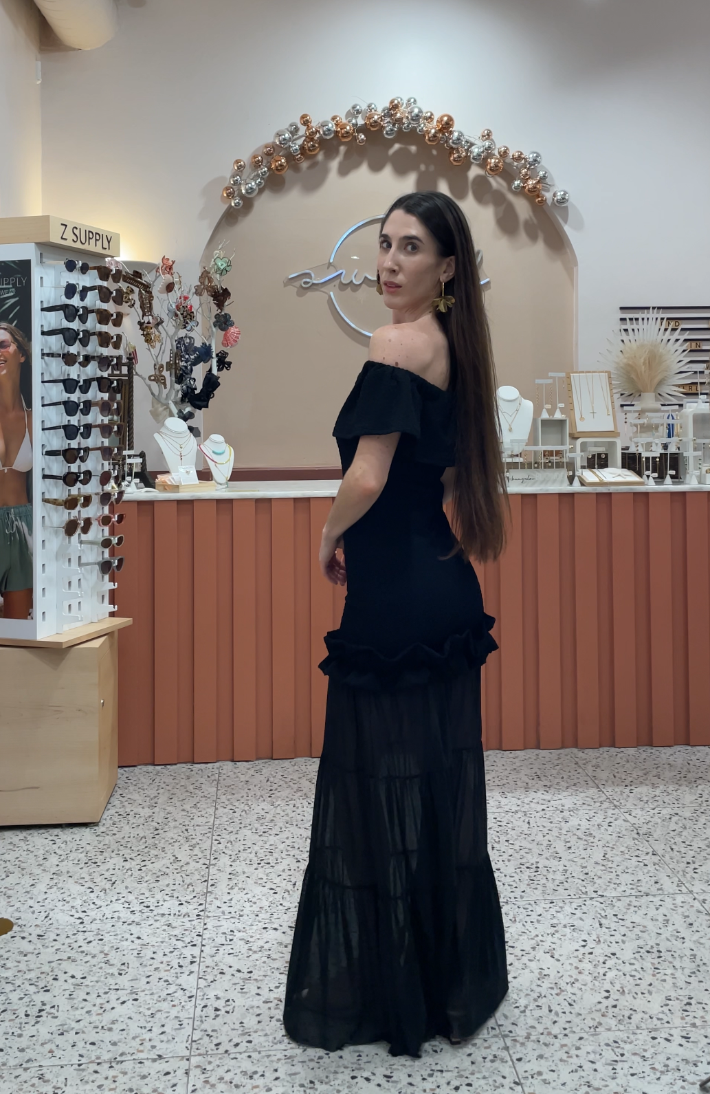 NIGHTCAP - CRINKLE POSITANO DRESS BLACK