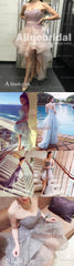 Popular High-low Sweetheart Strapless Organza Lace For Teens Homecoming Dresses,BD00216