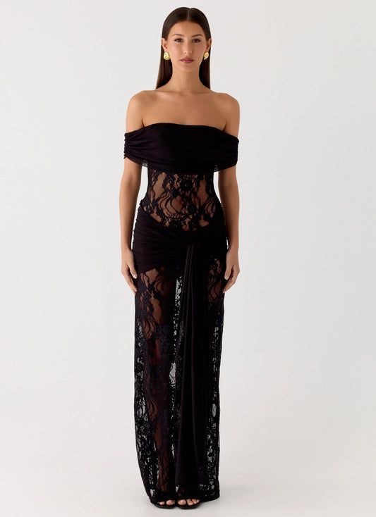 Gracie Twist Maxi Dress - Black
