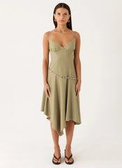 Lazure Midi Dress - Pale Olive