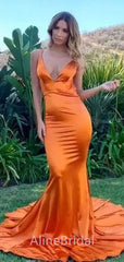 Sexy V-neck Spaghetti Strap Mermaid Long Prom Dress,PD37646