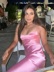Sexy Pink Spaghetti Strap Mermaid Long Prom Dress, PD38025