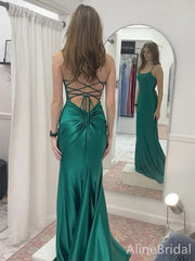 Stunning Emerald Green Lace-Up Back  Mermaid Prom Dress-Long Backless Evening Dress, PD38028