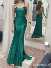Stunning Emerald Green Lace-Up Back  Mermaid Prom Dress-Long Backless Evening Dress, PD38028