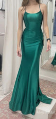 Stunning Emerald Green Lace-Up Back  Mermaid Prom Dress-Long Backless Evening Dress, PD38028