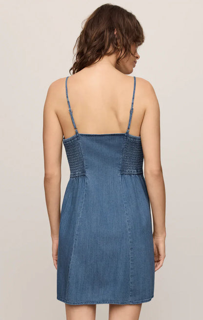 Z SUPPLY - ANGEL EYES DENIM MINI DRESS MEDIUM INDIGO