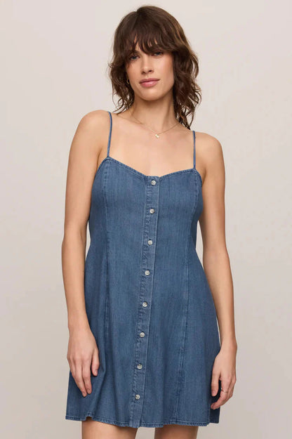 Z SUPPLY - ANGEL EYES DENIM MINI DRESS MEDIUM INDIGO