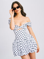Umika Polka Dot Cotton Poplin Bubble Hem Mini Dress