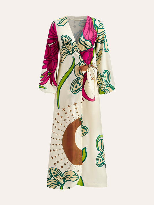 Floral Wrap Dress With Tie Waist