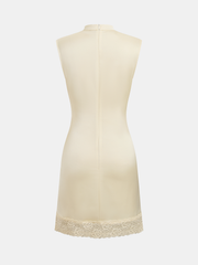 Lace Trim Satin Sleeveless Mini Dress