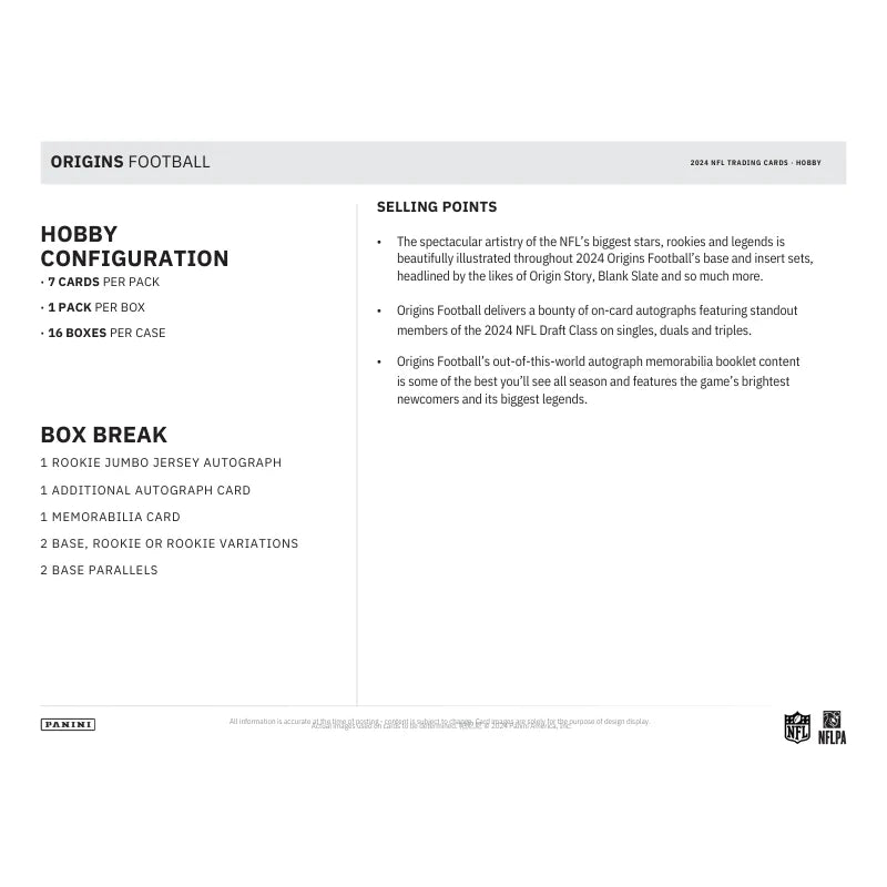 2024 Panini Origins Football Hobby Box