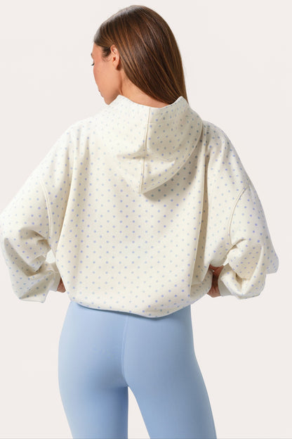 Oversized Applique Hoodie in Milk Polka Dot