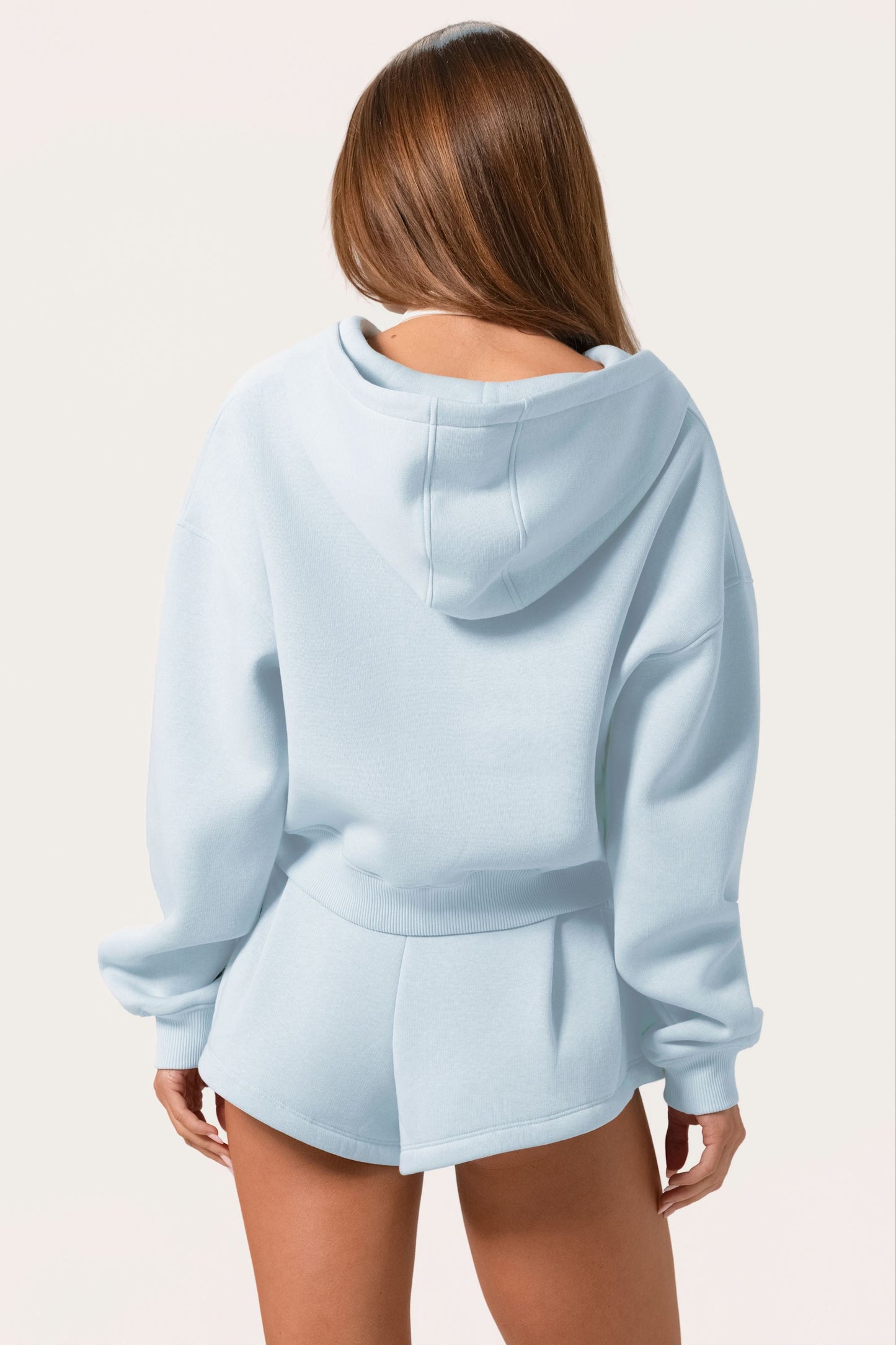 Oversized Zip-Up Hoodie  in Powder Blue