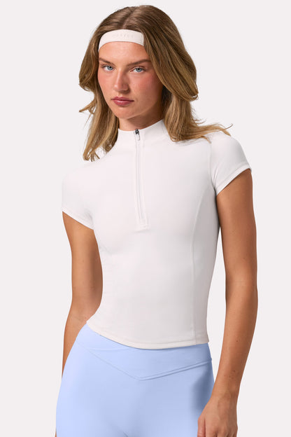 Soft Active Quarter-Zip Top in Milk