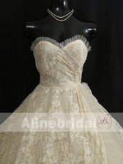 Dark Ivory Lace Sweetheart Strapless Vintage Homecoming Dresses,HD0006