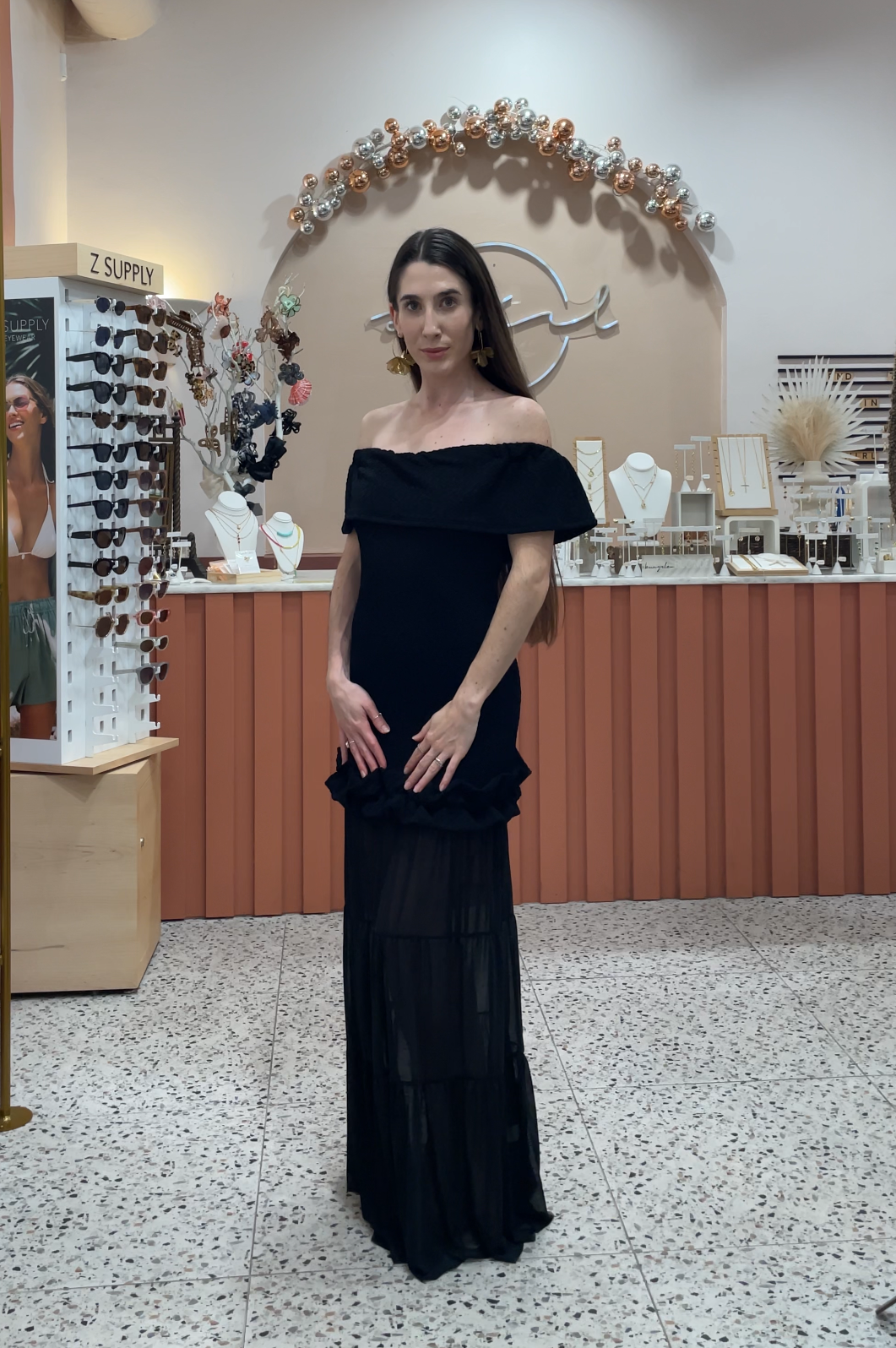 NIGHTCAP - CRINKLE POSITANO DRESS BLACK