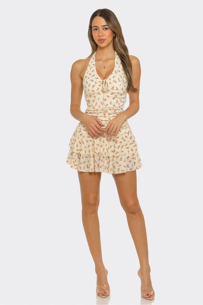 SWIRL EXCLUSIVE - DESERT BLOOM HALTER MINI DRESS