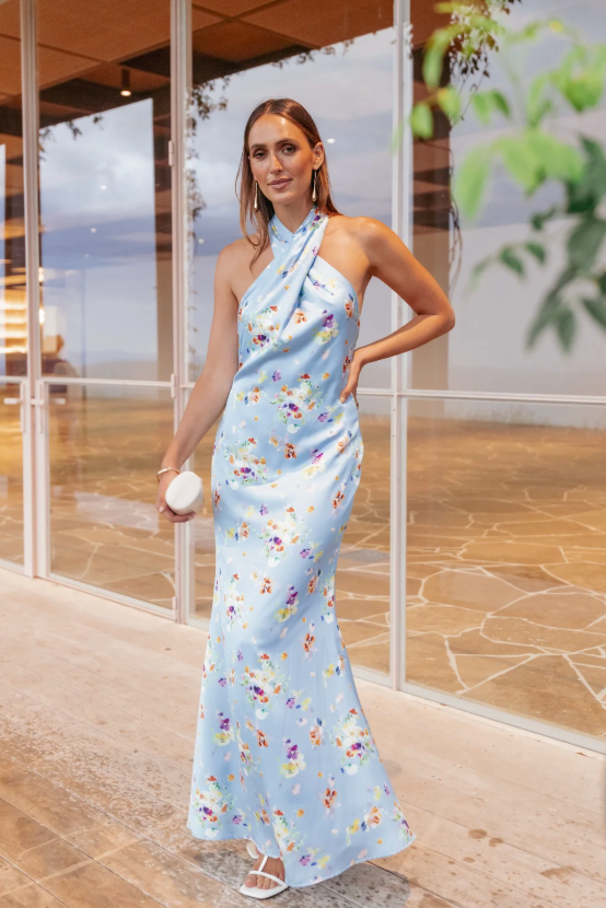 PETAL & PUP - MILA HALTER NECK FLORAL MAXI DRESS