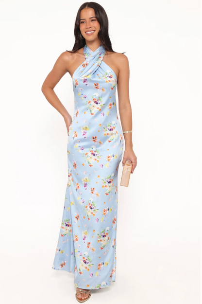 PETAL & PUP - MILA HALTER NECK FLORAL MAXI DRESS