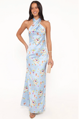 PETAL & PUP - MILA HALTER NECK FLORAL MAXI DRESS