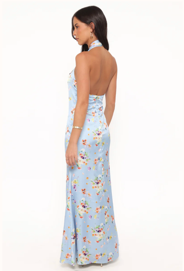 PETAL & PUP - MILA HALTER NECK FLORAL MAXI DRESS