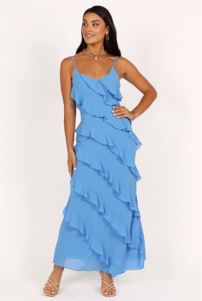 PETAL & PUP - CIAO RUFFLES MAXI DRESS BLUE