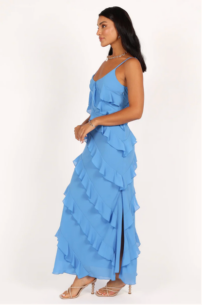 PETAL & PUP - CIAO RUFFLES MAXI DRESS BLUE