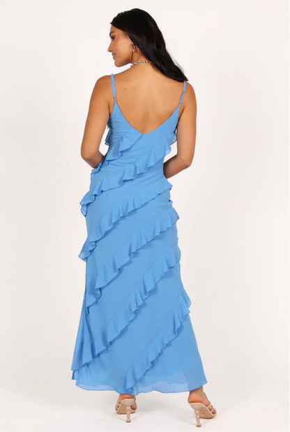 PETAL & PUP - CIAO RUFFLES MAXI DRESS BLUE