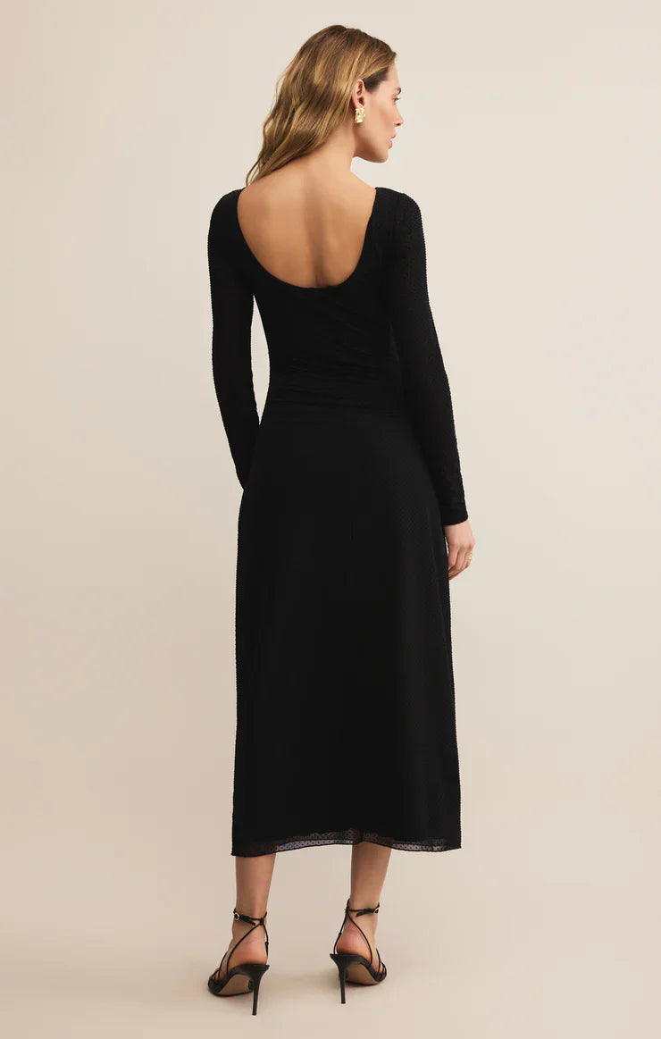 Z SUPPLY - SPELLBOUND MESH MIDI DRESS BLACK