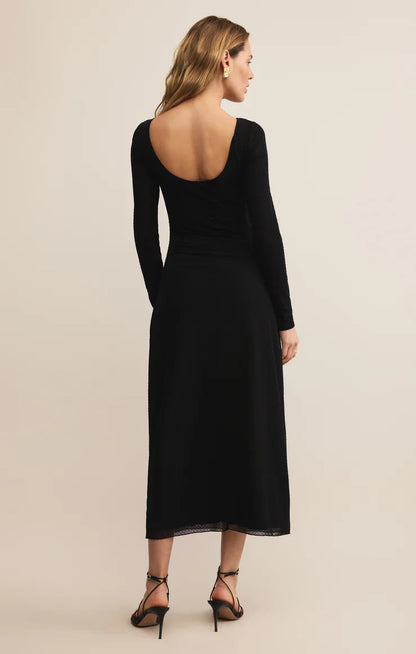 Z SUPPLY - SPELLBOUND MESH MIDI DRESS BLACK