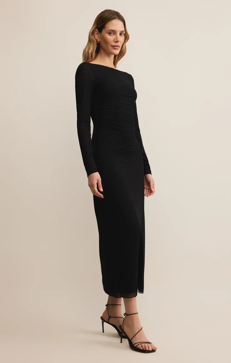 Z SUPPLY - SPELLBOUND MESH MIDI DRESS BLACK