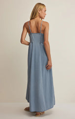 Z SUPPLY - ANGEL EYES TWILL MIDI DRESS LAKE BLUE