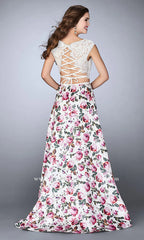 Lace Up Back Two-Piece Prom Dress
