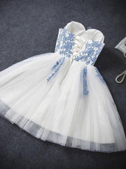 Elegant Sleeveless Sweetheart Dusty Blue Lace A-line Mini Homecoming Dress, HD3063