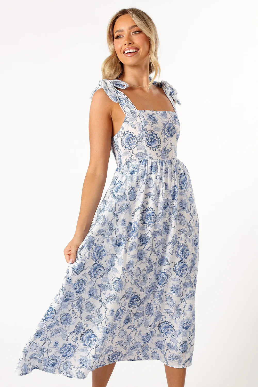 PETAL & PUP - JANIE MIDI DRESS BLUE FLORAL