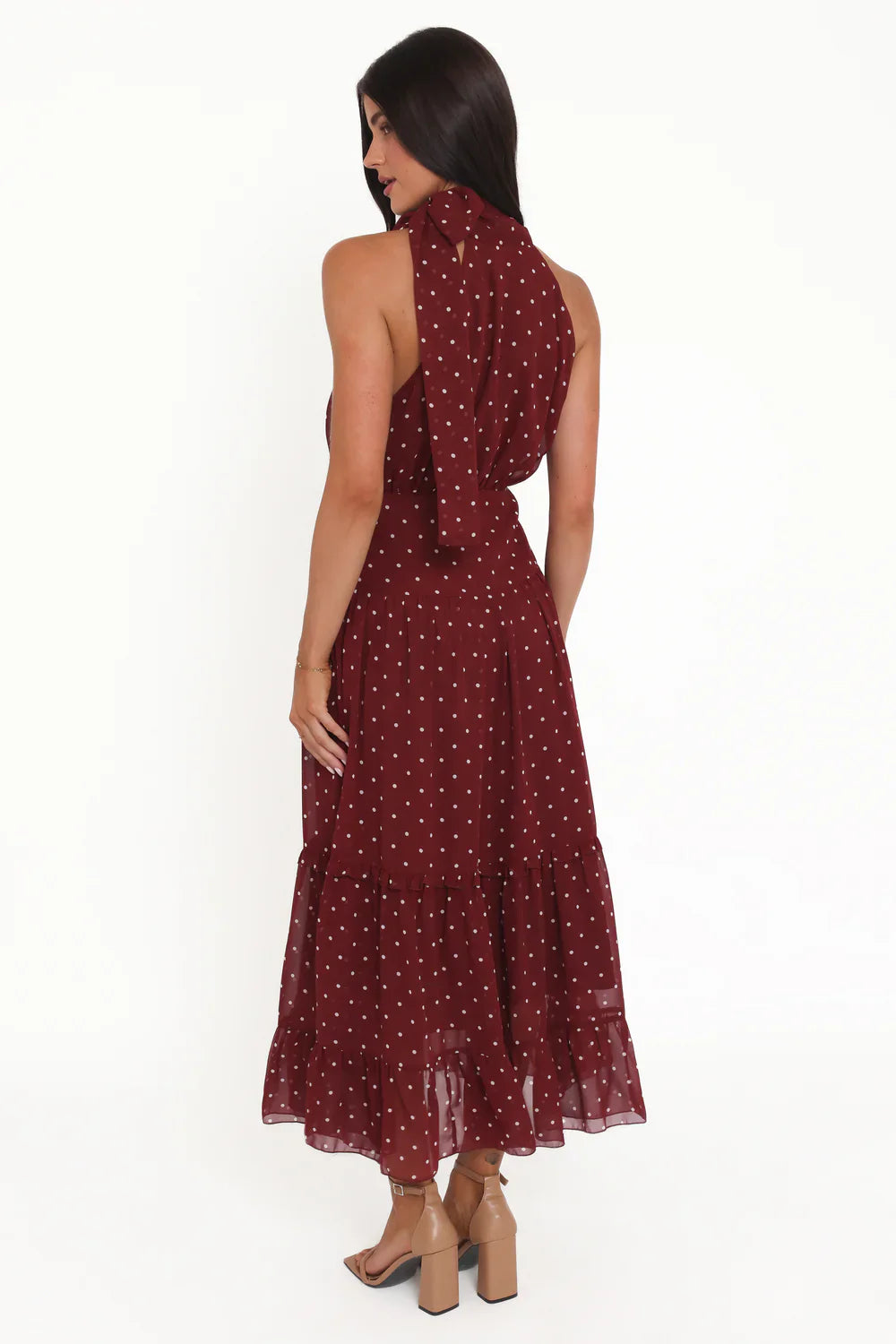 PETAL & PUP - LEONA HALTERNECK MAXI DRESS RED POLKA DOT
