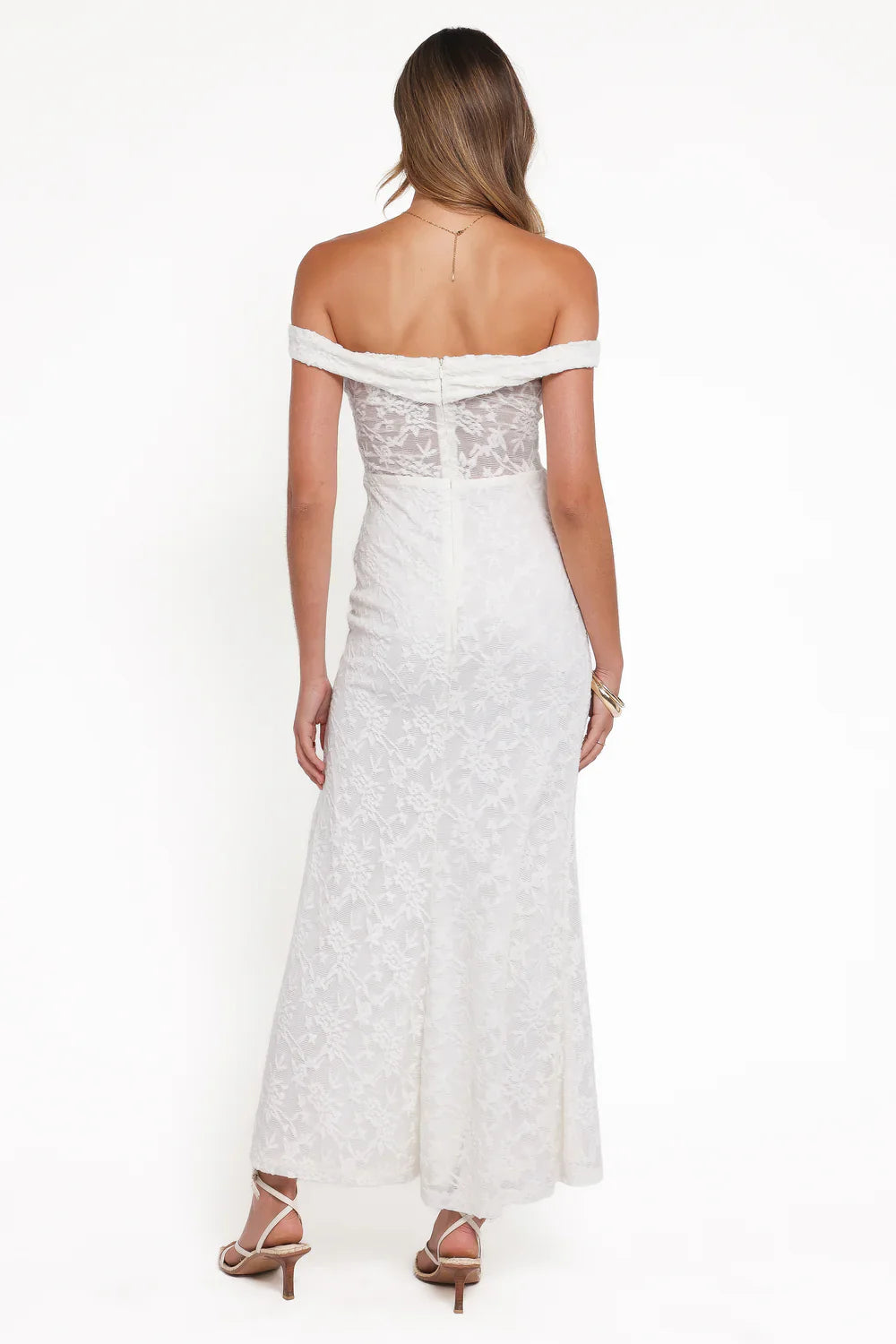 PETAL & PUP - PASCHA OFF SHOULDER LACE MAXI DRESS WHITE
