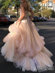 Gorgeous Pink Strapless A-line Tulle Prom Ball Gown, Evening Dress, PD3823007