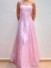 Elegant Pink Floral Appliques Backless A-line Prom Dress, Evening Dress, PD3822994