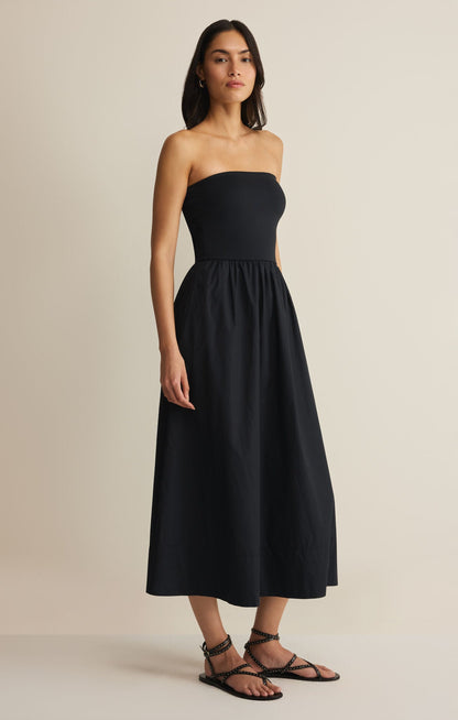 Z SUPPLY - SUNSOUGHT STRAPLESS MIDI DRESS BLACK