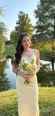 Yellow Floral Lace Mermaid Prom Dress with Open Back, Evening Dress, PD3822996