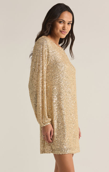 Z SUPPLY - ANDROMEDA SEQUIN DRESS CHAMPAGNE